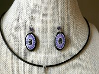 Pinky Purple Oval Earrings and Matching Necklace Pysanky Jewelry by So Jeo